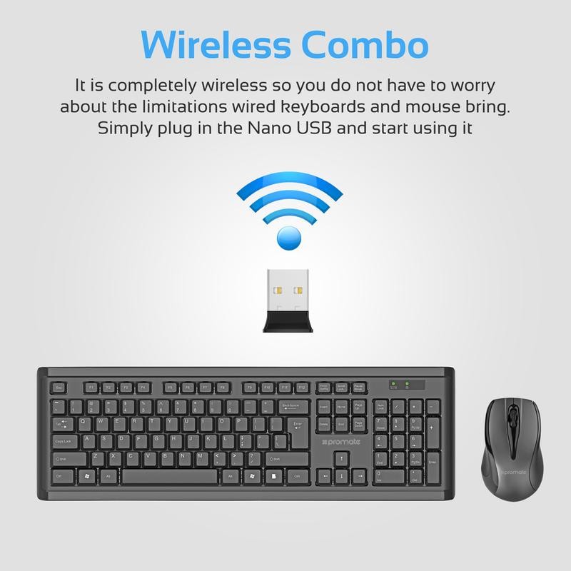 CLAVIER + SOURIS SANS FILS PROCOMBO-3 NOIR